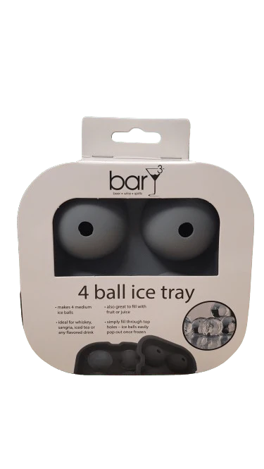 BARY3 SILICONE ICE TRAY 4 BALLS GREY