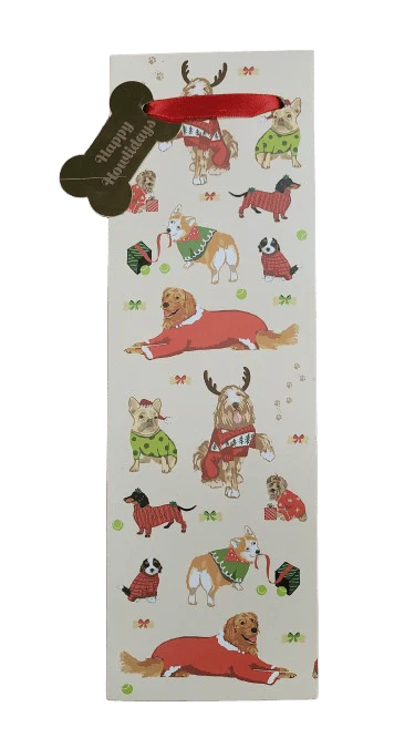CHRISTMAS DOGS GIFT BAG SINGLE BOTTLE