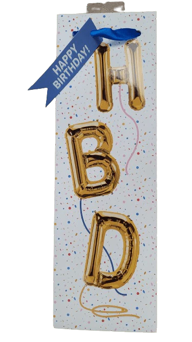 HBD BALLOON SNGL BTL BIRTHDAY WINE BAG