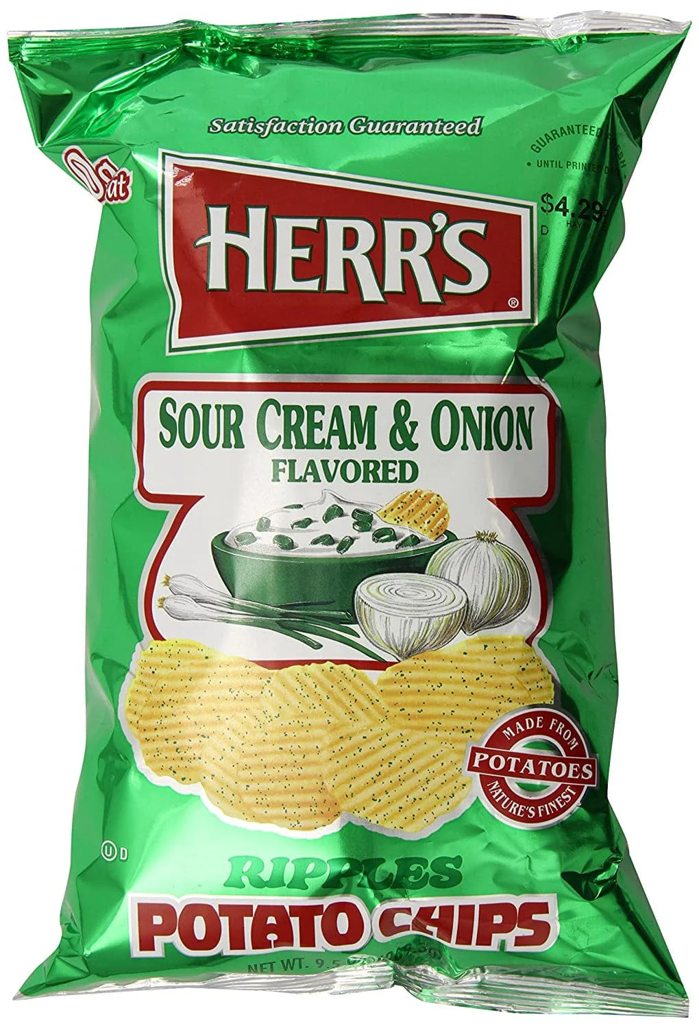 HERR'S SOUR CREAM & ONION RIPPLE CHIPS