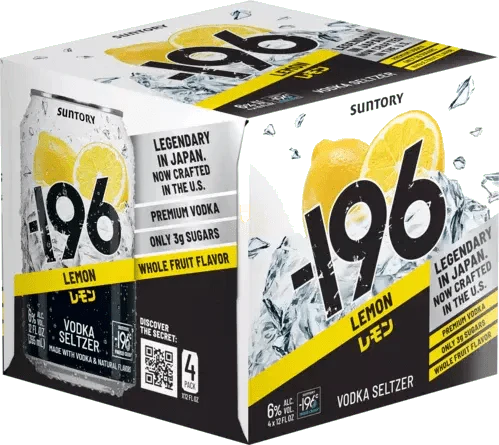 SUNTORY -196 LEMON VODKA SELTZER 4PK